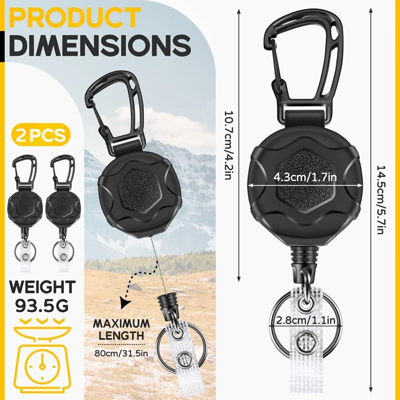 Retractable Keychains Heavy Duty Badge Reel Retractable Id Badge Clip With Upgraded Mountaineering Buckle