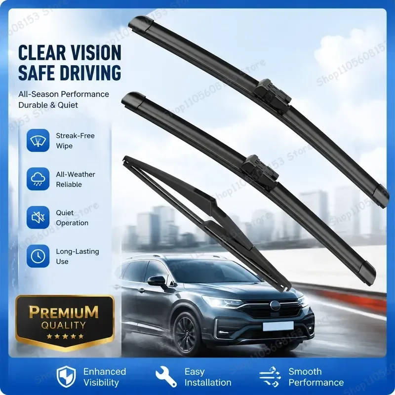 For Abalt 595 595C 2008-2023 Wiper Blades Front Rear 24 Inch 14 Inch 12 Inch All Season Rubber Refill Compatible Car