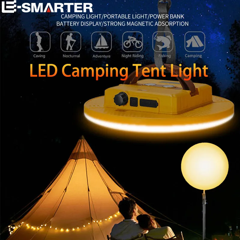 

Светодиодный перезаряжаемый светильник для палатки для кемпинга с регулируемой яркостью, портативные ночные фонари, уличная рыбалка, пеший туризм, сильный свет, аварийная лампа