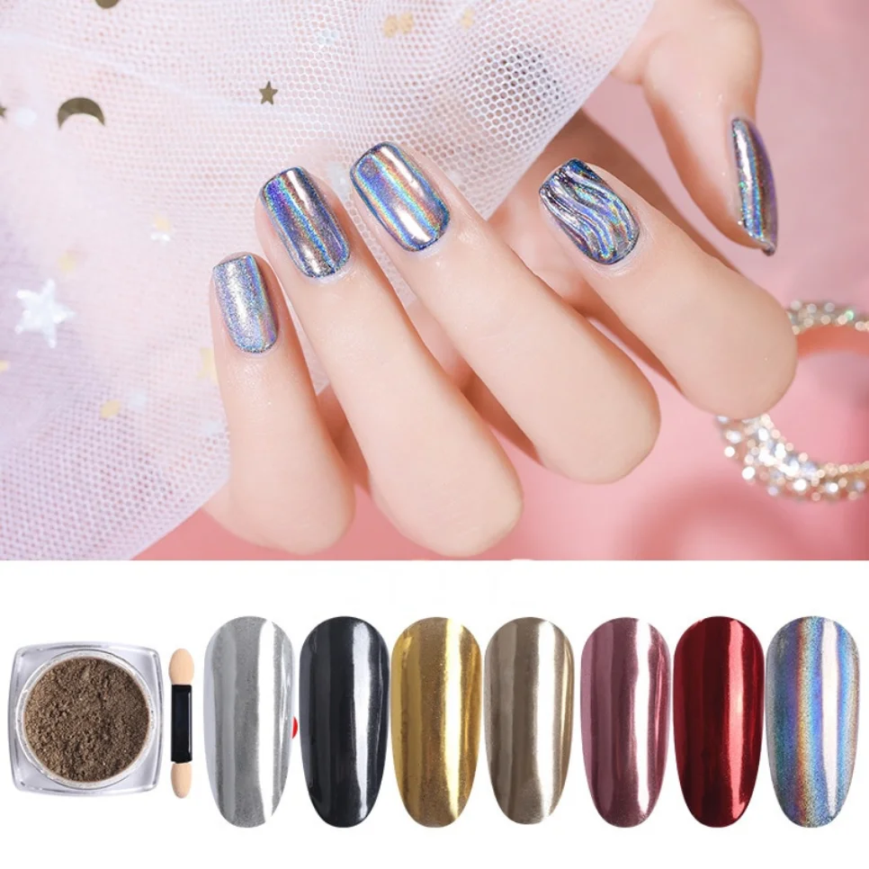 1P Nail Art Mirror Glitter Powder Rose Gold Silver Metallic Effect Nail Glitter for Nails Chrome Pigment Decor Nail Accessories