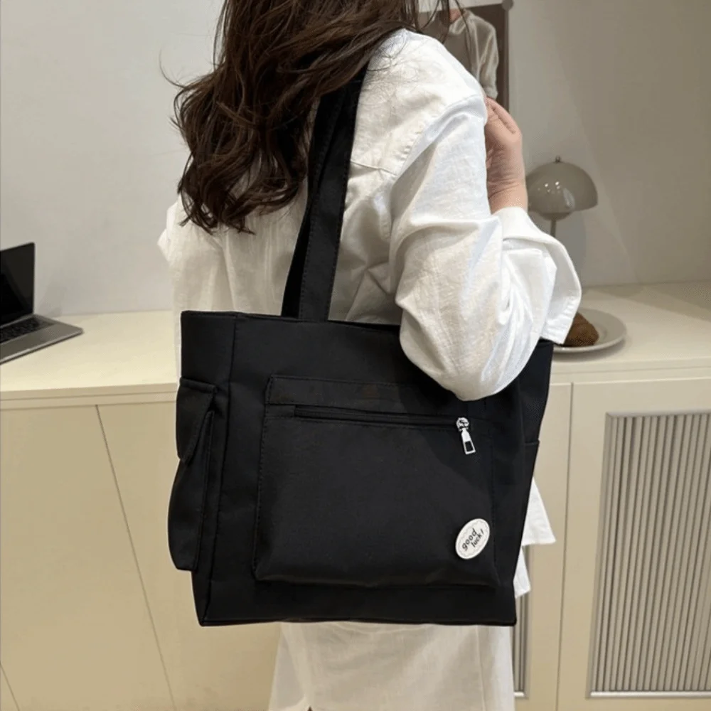 

Fashion Korean Large Capacity Tote Bag Solid Color Versatile Women's Shoulder Bag Light Weight Casual Student Handbag Ladies