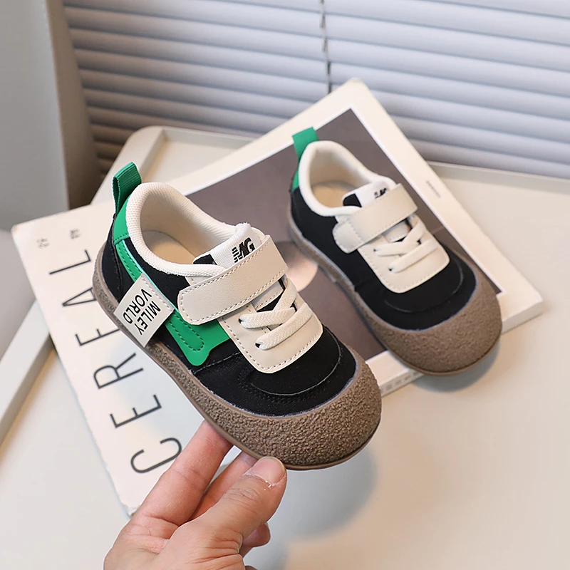 Childrens Baby Canvas Shoes Four Seasons Khaki Collocation Boys Girls Single Shoes Pink Fashion Soft Non-slip Kids Baby Sneakers