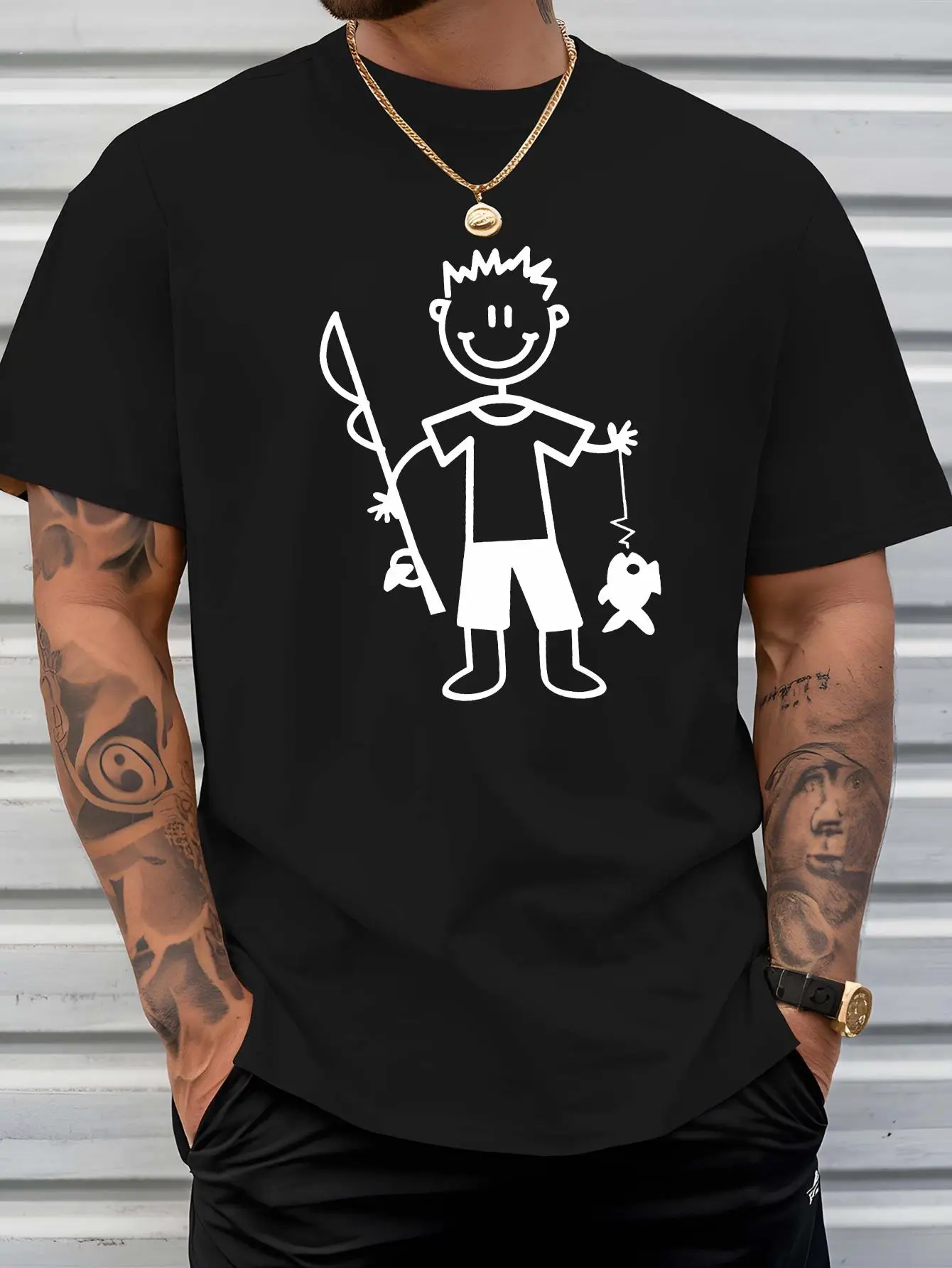 

Funny Fishing Spooky Ghosts Print Halloween T-Shirt - Soft Cotton Blend Breathable Loose Fit Crew Neck Tee with Fishing Men