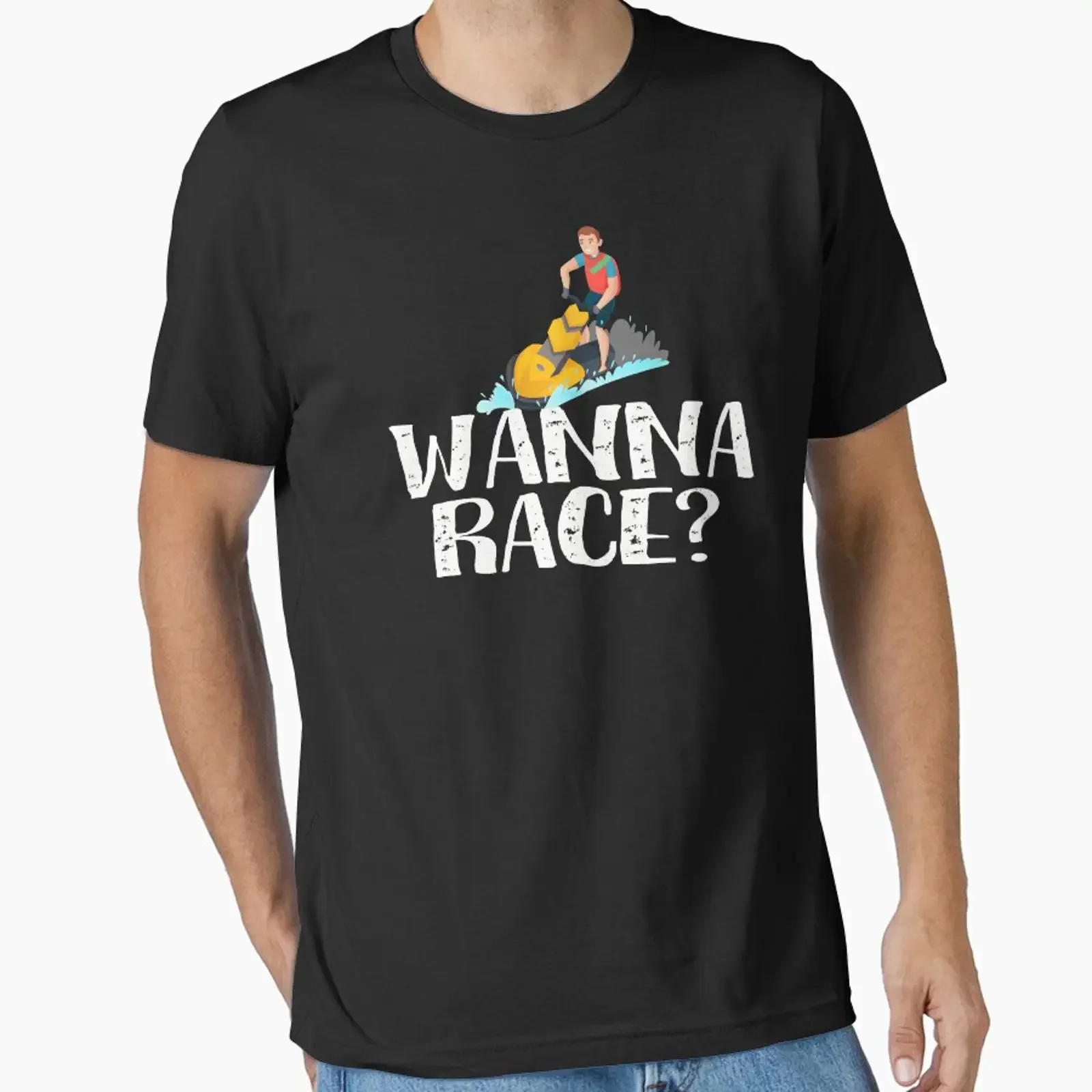 Wanna Race Jetski designed and sold by BiagioDeFranco vintage Washed Soft Casual Stylish Stretched Comfortable fashion graphic