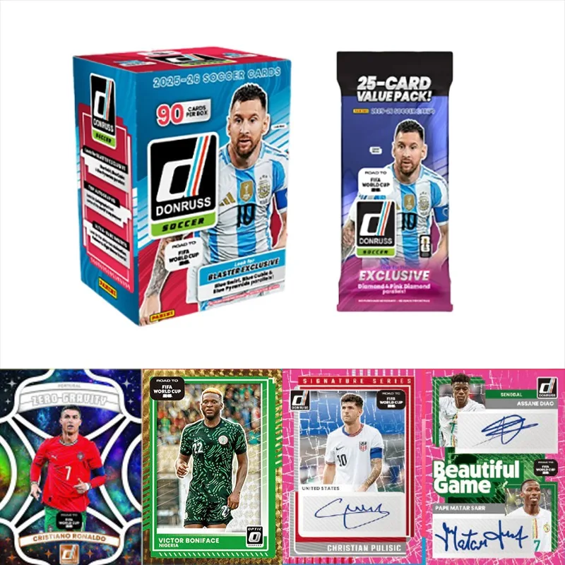 Tarjetas Coleccionables Originales Panini Donruss Road To FIFA World Cup 2026 de Messi y CR7, Regalos de Anime y Juguetes