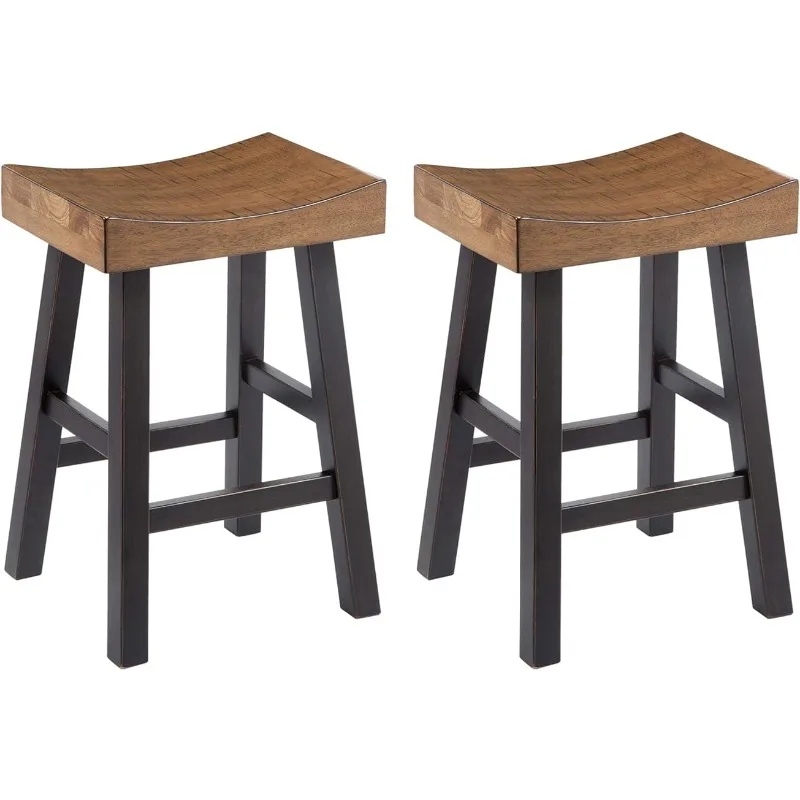 Glosco Farmhouse-Tabouret de bar bicolore marron, comptoir recommandé, 25.5 po, lot de 2