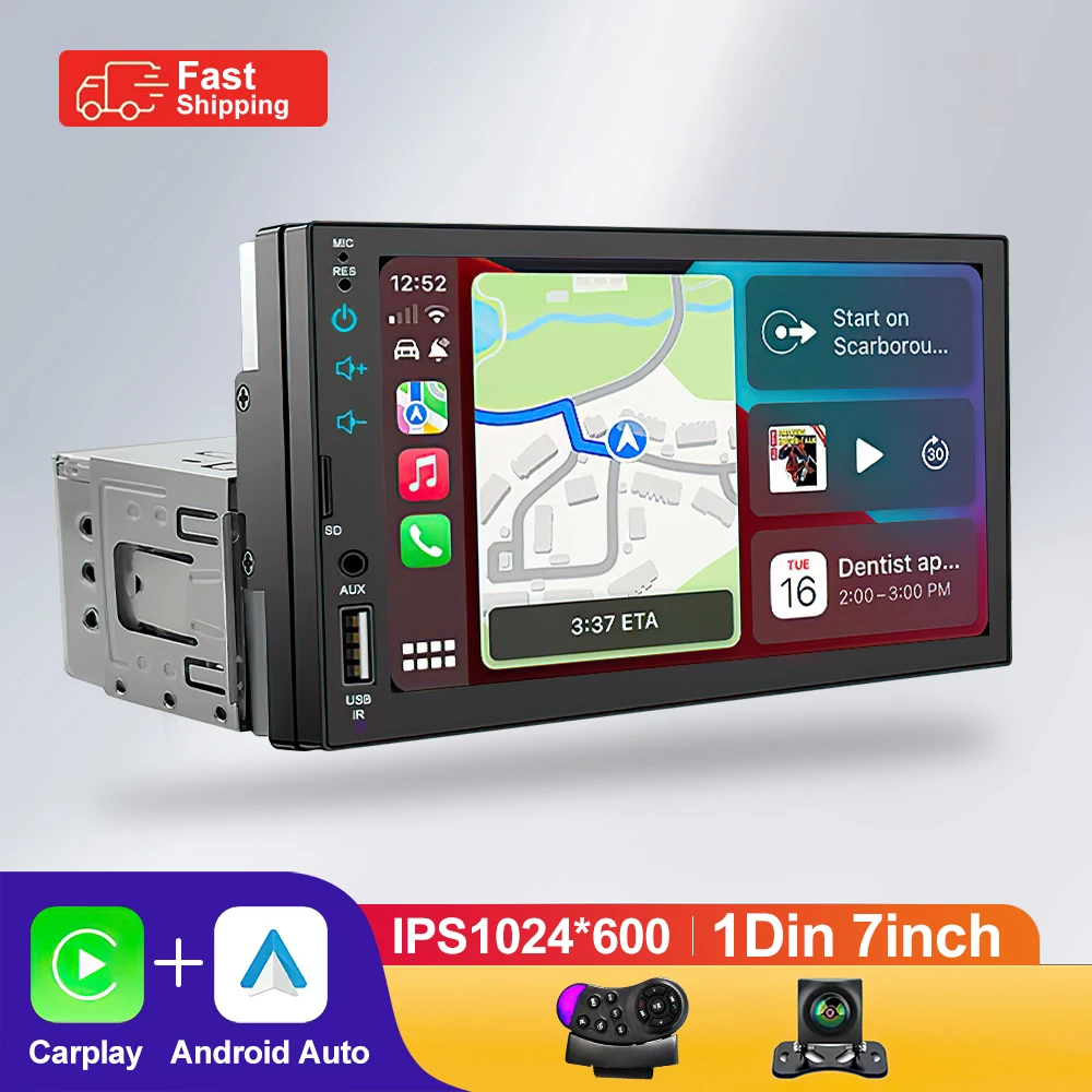 HD 7inch IPS Touch Screen Universal 1Din Caplay Car Radio Stereo Multimedia Player  Autoaudio FM Receiver Mirror Link Monitor