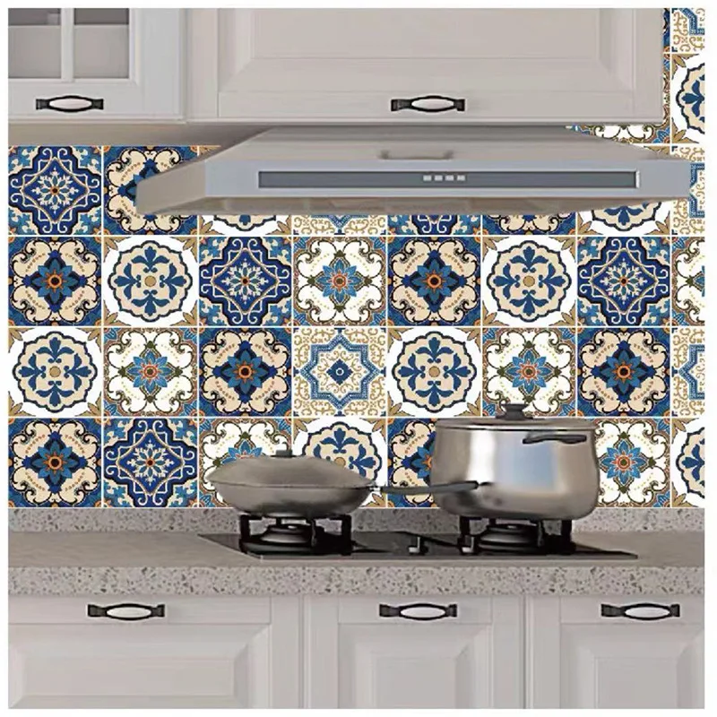 40cm American wall sticker mosaic self-adhesive waterproof oil proof wallpaper stove kitchen furniture renovation wall sticker