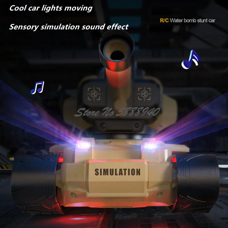 360 ° Rotation Tracked Remote Control Combat Tank 2.4G Gesture Sensing One Key Demo Simulated Sound Electric Off-Road Tank Car