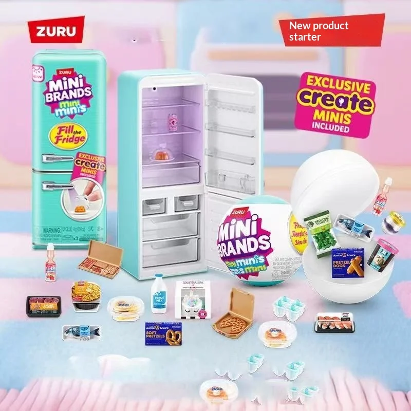 Neue Mini Füllen Sie den Kühlschrank Kühlschrank Set Ball Serie Blind Box Mystery Play House Dekor Spielzeug für Kinder Geschenke Trendy Sammlerstück