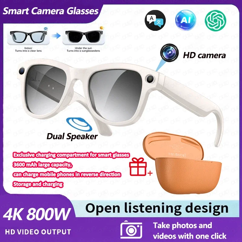 

2026 New Model 4K HD AI Smart Glasses, Built‑in HD Camera, Bluetooth Hands‑Free Calling & Smart Voice Assistant Control