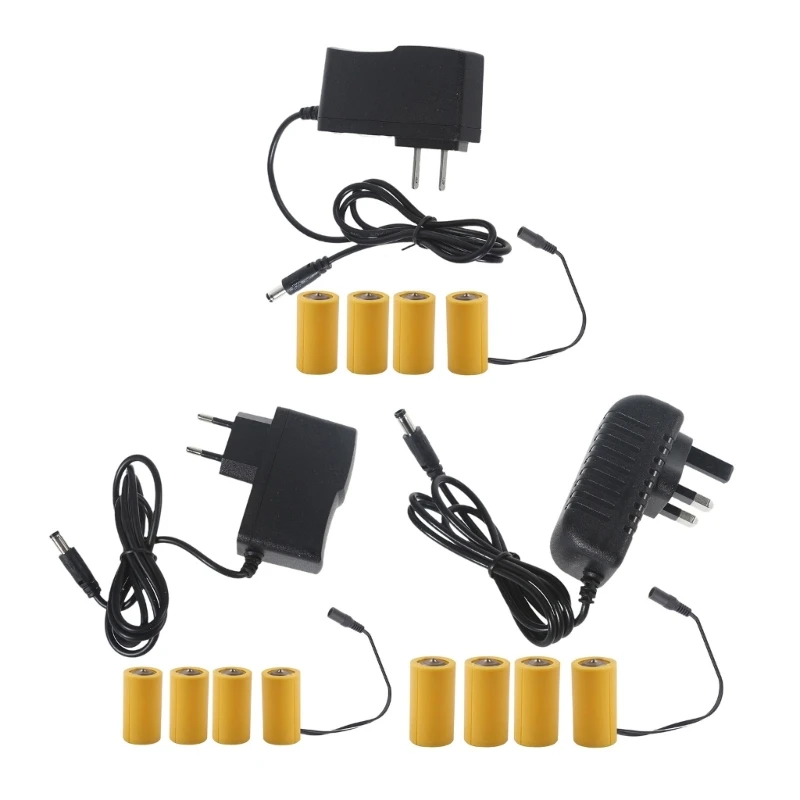 6V LR14 C Battery C Size Battery Eliminators Cable Replace 4Pcs 1.5V C Batteries for LED Light Electronic Toy