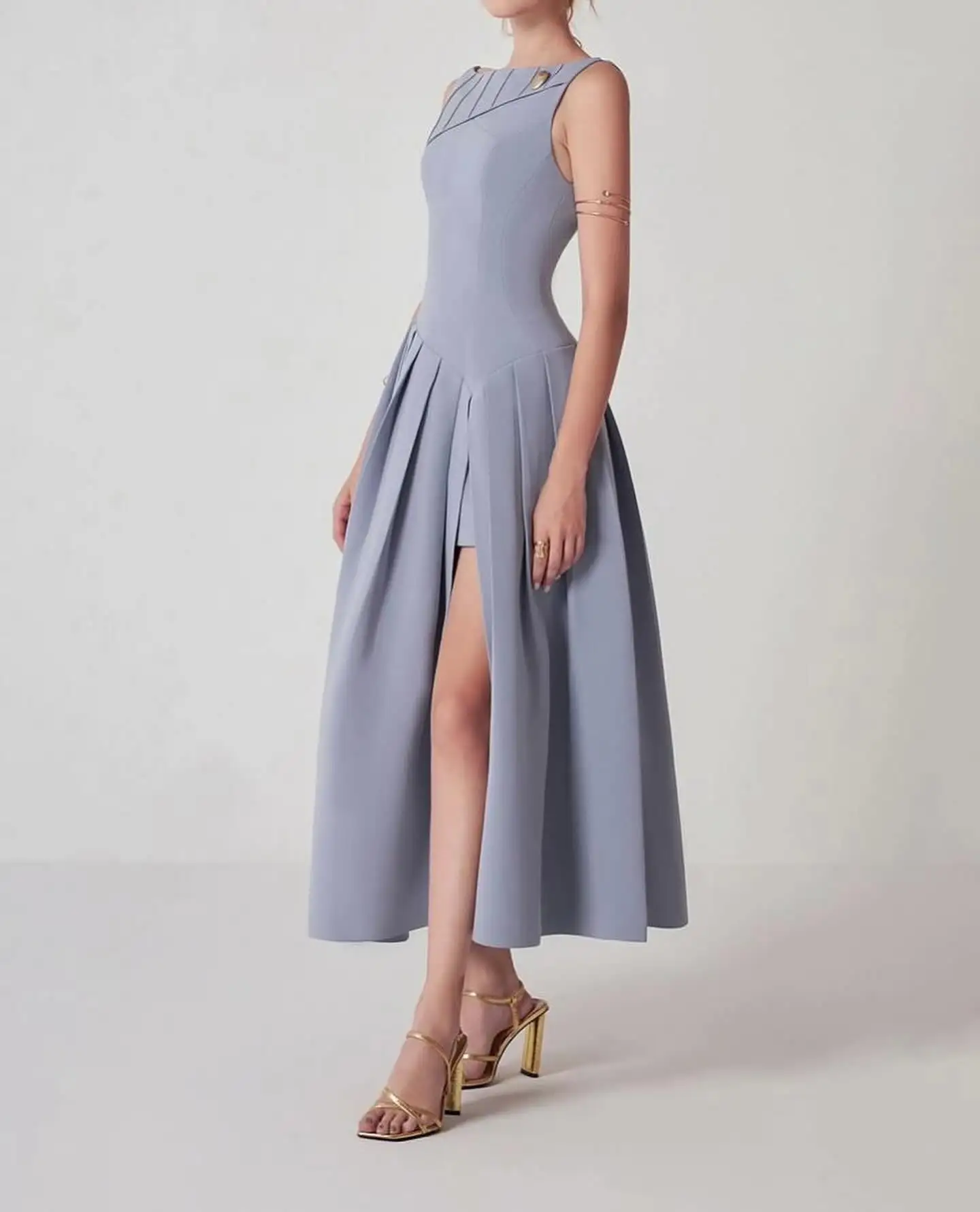 Vestido de noche con lentejuelas y corte en A, Jersey delicado personalizado, alta calidad, sin mangas, cuello redondo, longitud hasta el tobillo