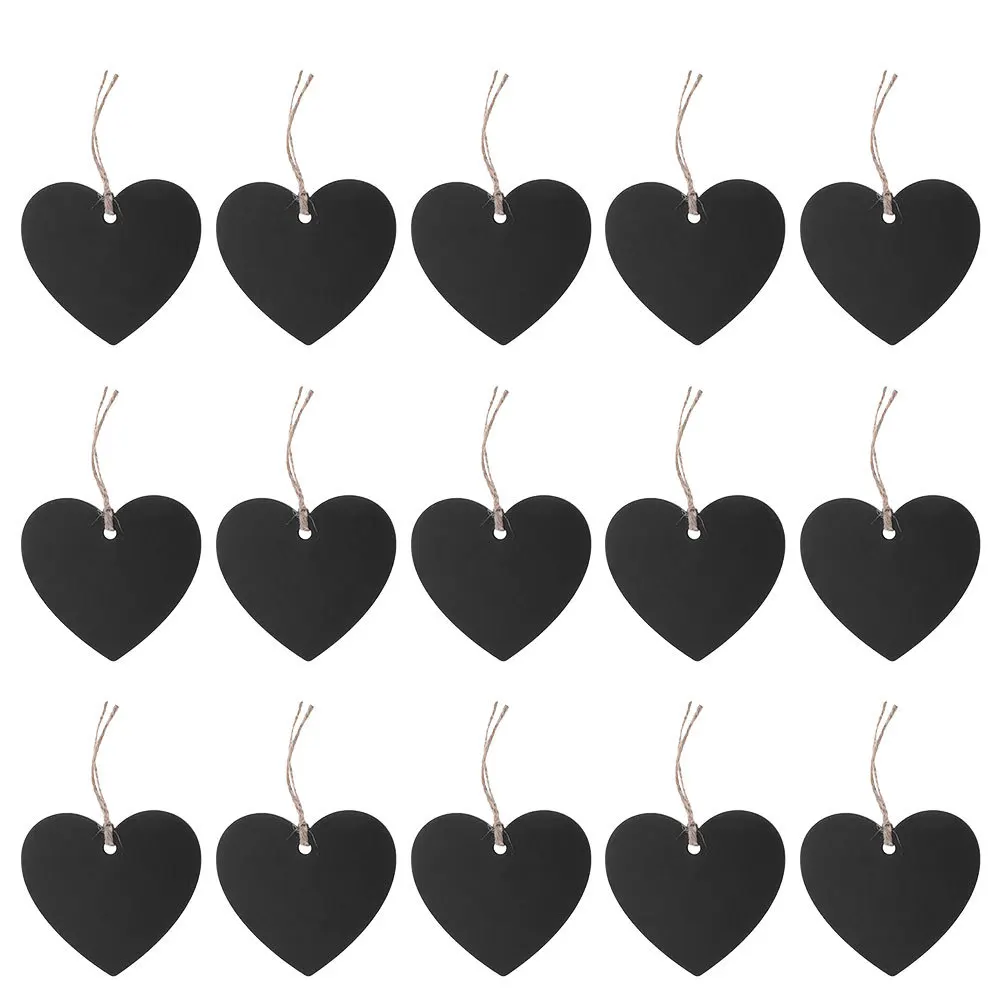 

15Pcs Double Sided Mini Heart Shaped Chalkboard Signs Wooden Hanging Tags Rustic Memo Boards Wedding Party Home Decor