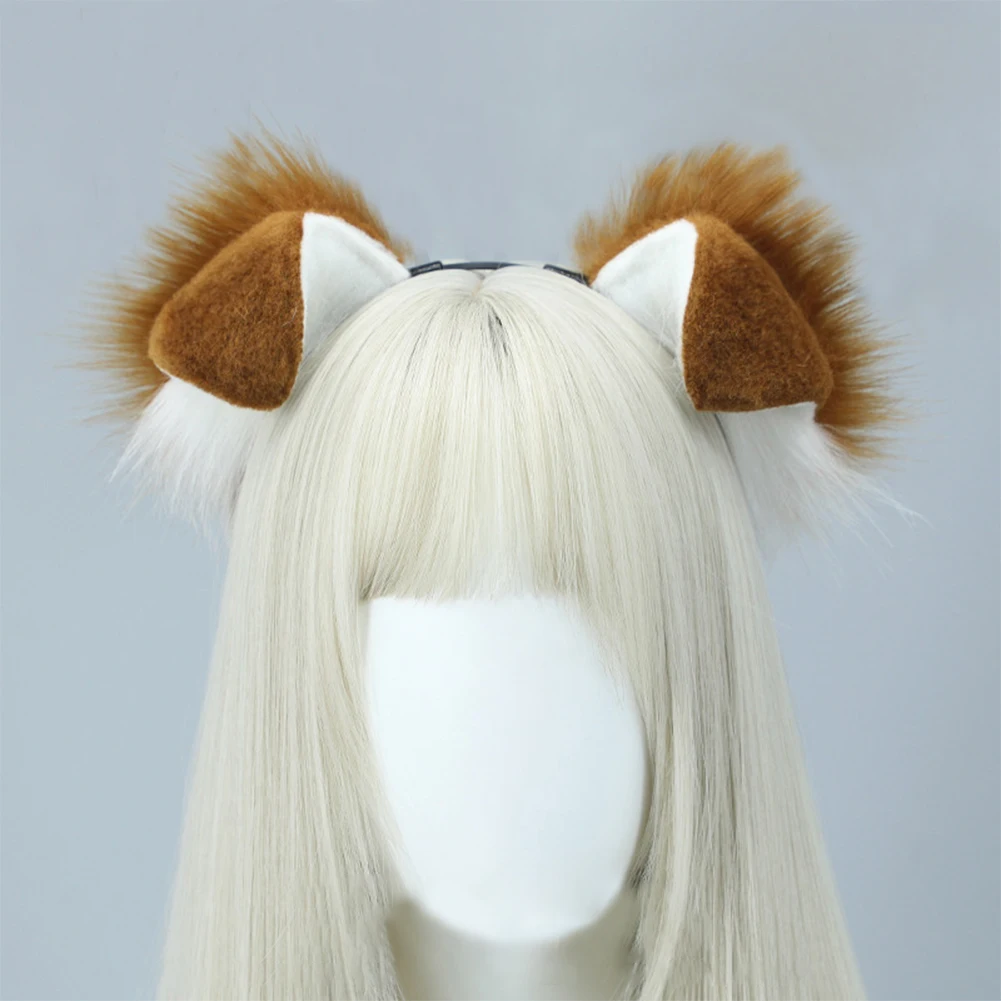 Furry Anime Dog Ear Headband Tail Cartoon Comic-Con Cosplay Accessories Plush Simulation Animal Ears Tail image 5