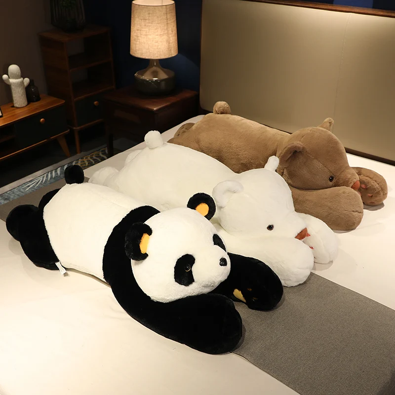 65-120cm Giant Sizd Lying  Long Arm Bear Pillow Kawaii Panda Dolls Bed Cushion Stuffed Soft for Children Kids Gifts