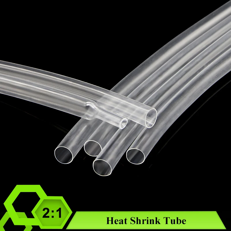 

1/5/10M Heat Shrink Tube Clear Dia. 0.6 ~ 80mm Thermoresistant Tube DIY Cable Protector Sheath Wrap Case Heat-shrinkable Sleeve