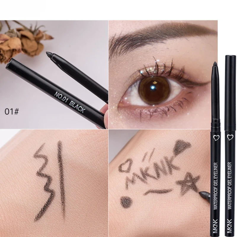 1 Stuks Gladde Gel Eyeliner Waterdichte Langdurige Niet-Smudging Eyeliner Wenkbrauw Potlood Zijderupsen Pen Zwart Bruin Eyeliner Pen