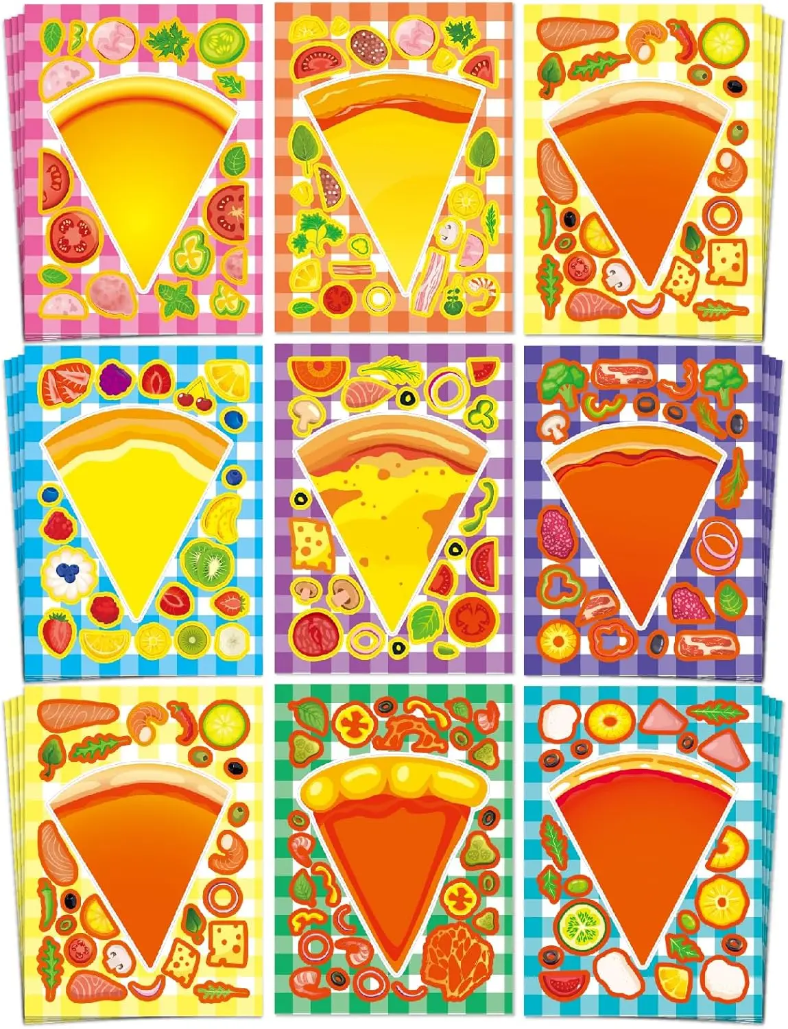 16/24/32Sheets Stickers Pizza Cake Make a Face Stickers Adorable Party Games Decal Mix and Match Sticker Make Your Own Sticker