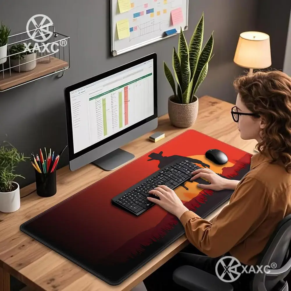 R-Red Dead Redemption 2 Gaming Keyboard Mouse Pad Pc Gamer Girl Desk Mat Xxl Anime Cute Mausepad Computer Accessories Pad XAXC