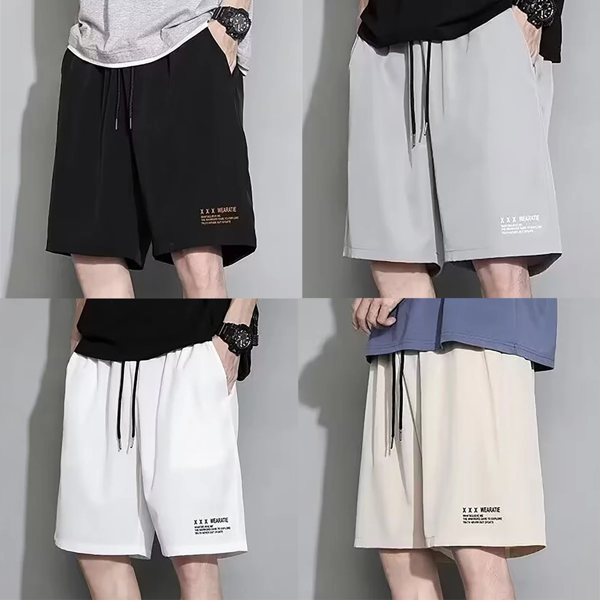 Men's Casual Shorts Beach Pants Quick Drying Loose Summer Silk Five Quarter Pants Available Various Colors Styles