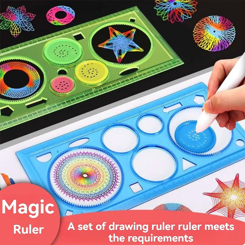 1PC Children Drawing Toys Spirograph Ruler Multifunctional Magic Set Ruler Versatile Gauge Curve Gear Painting Ruler for Kid TMZ