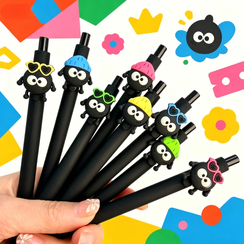 

6/12pcs Creative Little Coal Ball Shaped Retractable Ballpoint Pen, Black Ink, Ideal Gift for Festivals and Parties