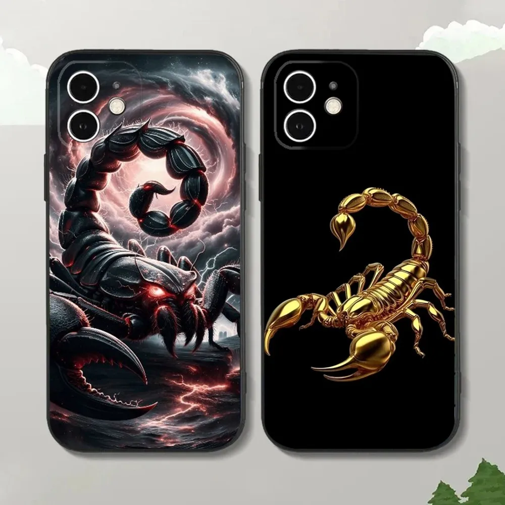 Cool insect Scorpion Phone Case For iPhone16,15,14,13,12 Mini 11 Pro XR,X,XS,MAX 7,8 Plus Silicone Cover Soft Black