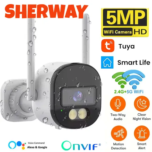 Tuya 5G Wifi cámara IP 5MP protección de seguridad para el hogar interior cámara PTZ detección de movimiento automático CCTV vigilancia inalámbrica al aire libre