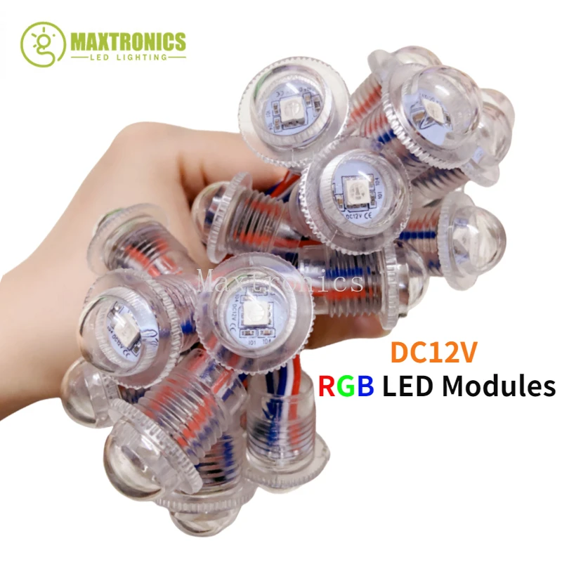 20PCS DC12V 20MM Diameter Transparent Full Color LED Point Light UCS1903 LED Pixel IP68 Waterproof For Billboard Outdoors Decor