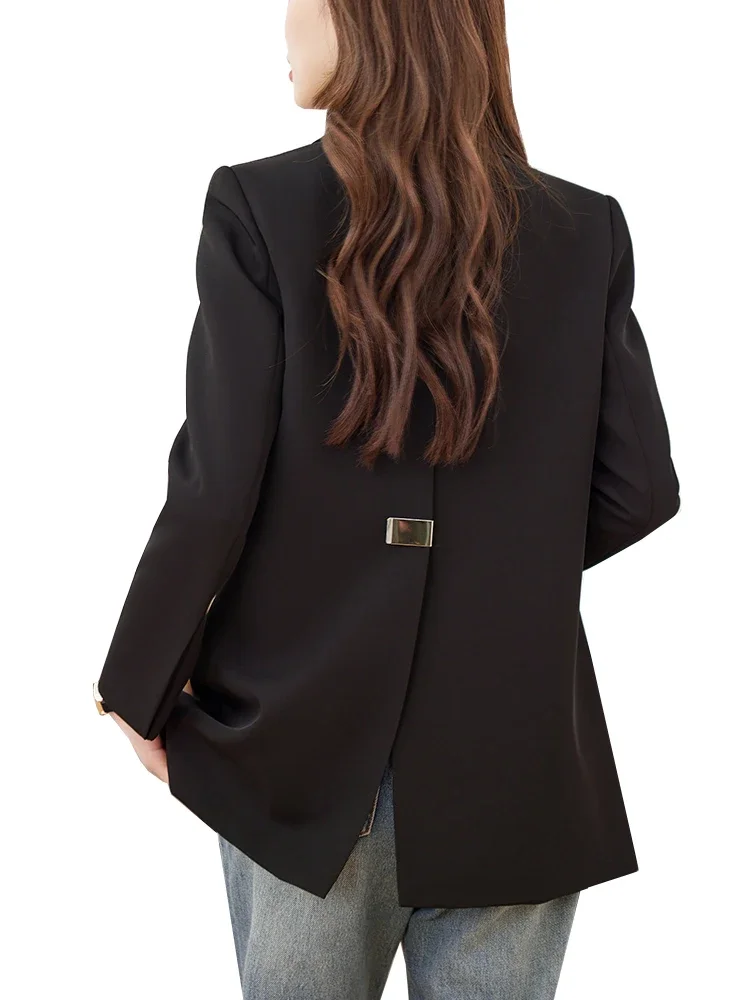 

Fashion Spring and Autumn Women Blazer Coat Coffee Black Yellow Female Long Sleeve Loose Ladies Casual Jacket