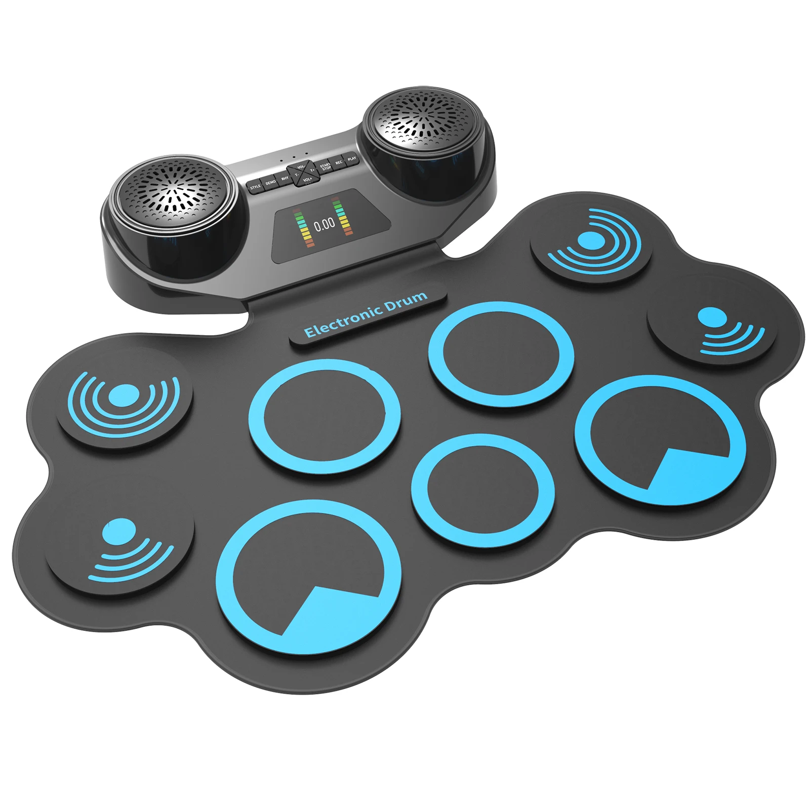 IRIN MD668 Electronic Drum Kit Portable Hand Roll Drum Set Bluetooth MIDI Drum Pad with Dual Stereo Speakers 7 Drum Styles
