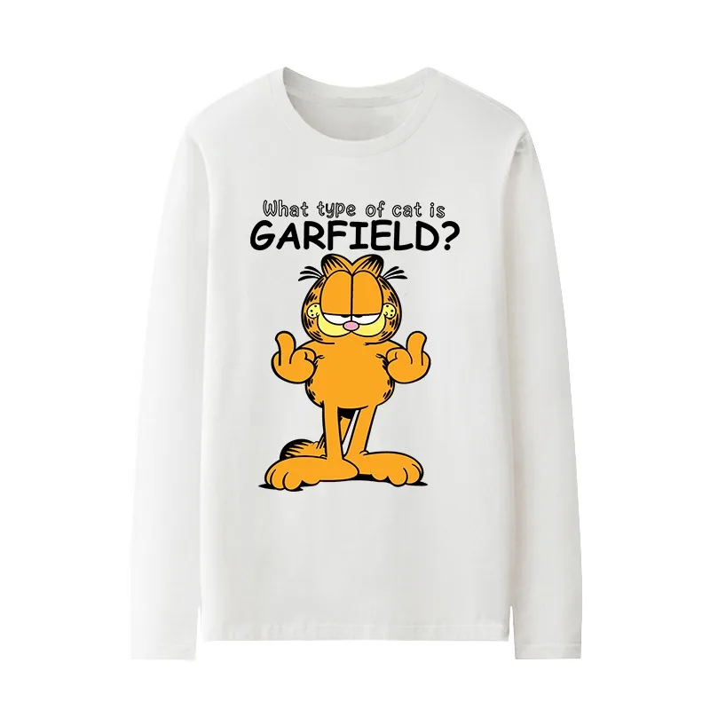 2026 جديد Miniso Anime Anime Garfield، قطة صفراء، بلوزة نسائية على الموضة في الشارع، أكمام طويلة للرجال...