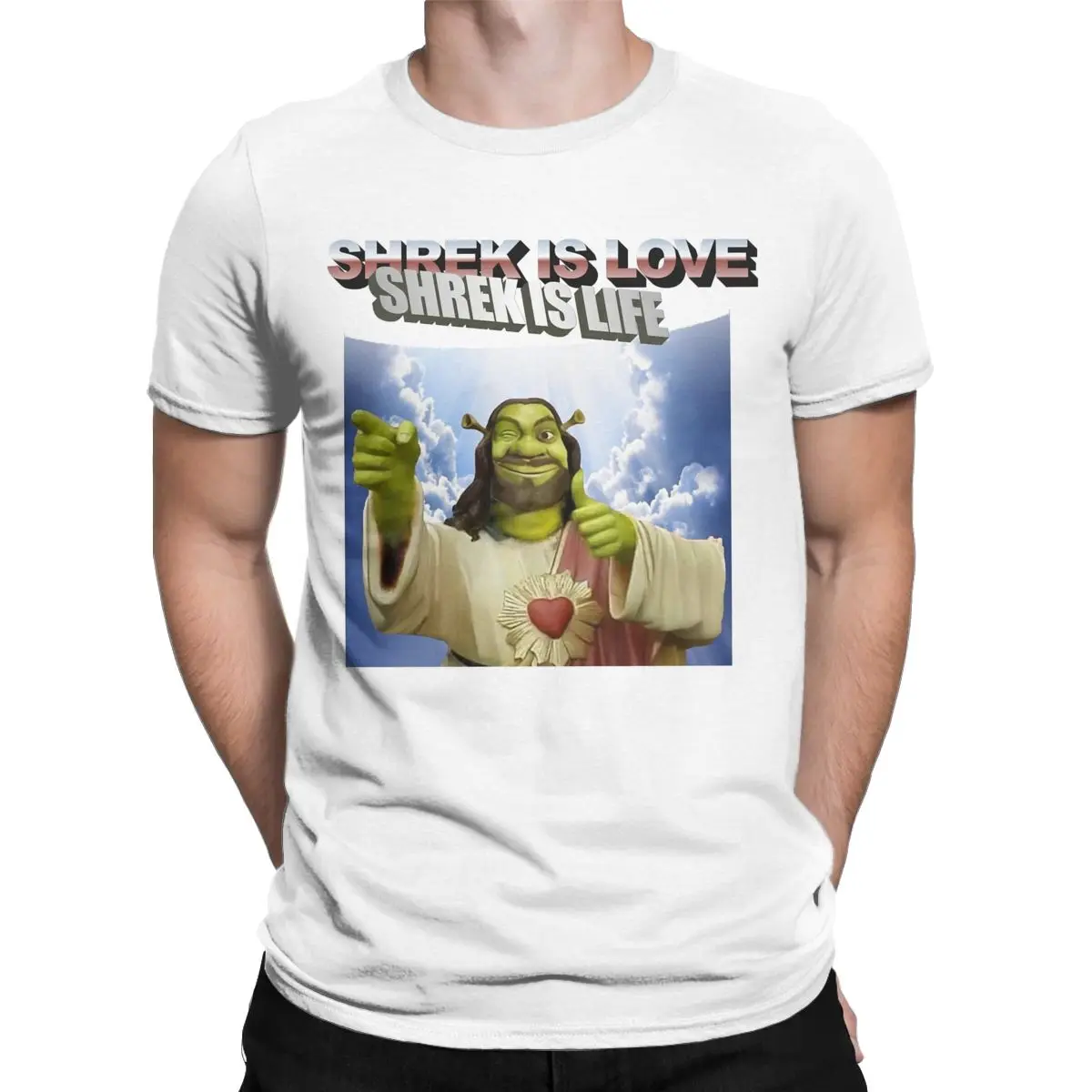 Funny Shreks Is Love Apparel Shirt for Men Women Humor Jesus Meme Novelty 100% Cotton Graphic Printing Tee Shirts