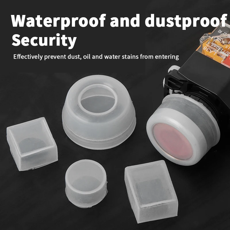 16/22/30mm Waterproof Dustproof Round Square Double Position Silicone Transparent Protective Case XB2/XB5/LA38 Button Switch