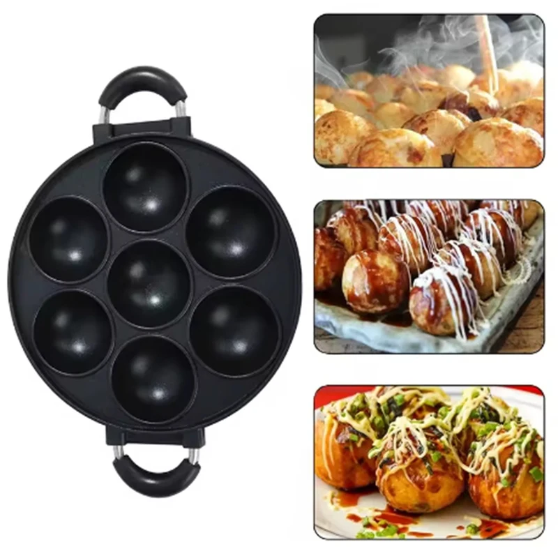 Stampo per torta da cucina a 7 fori Teglia antiaderente Stampi per pancake Stampi per torte Pop Padelle per colazione Cuociuova Takoyaki Makers Pentole da cucina