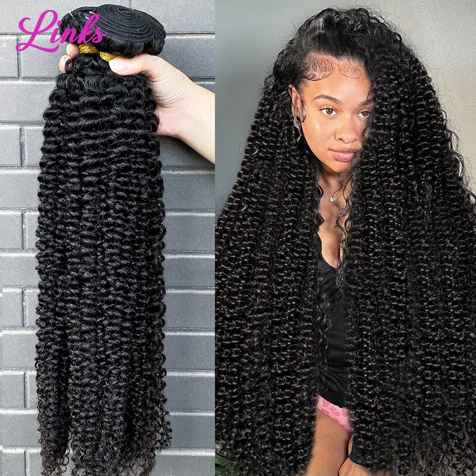 Links Mongolian Afro Kinky Curly Human Hair Bundles 30 32 Inch Unprocessed Raw100% Human Hair Extensions 2 3 4 Bundles Deal