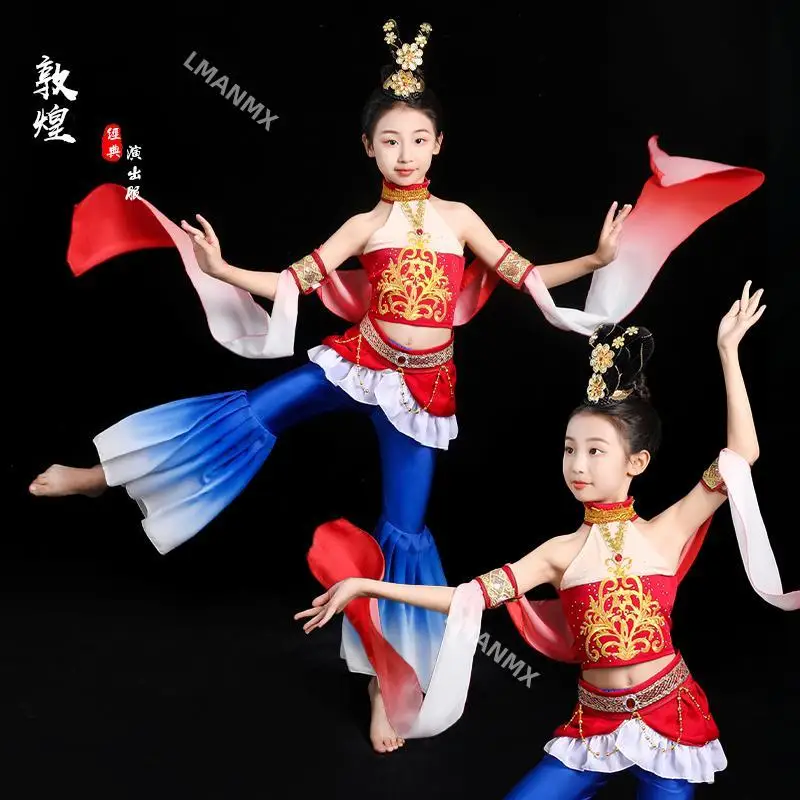 

Детский классический танцевальный костюм, танец Хан Тан, костюм для выступлений в китайском стиле и древнем стиле