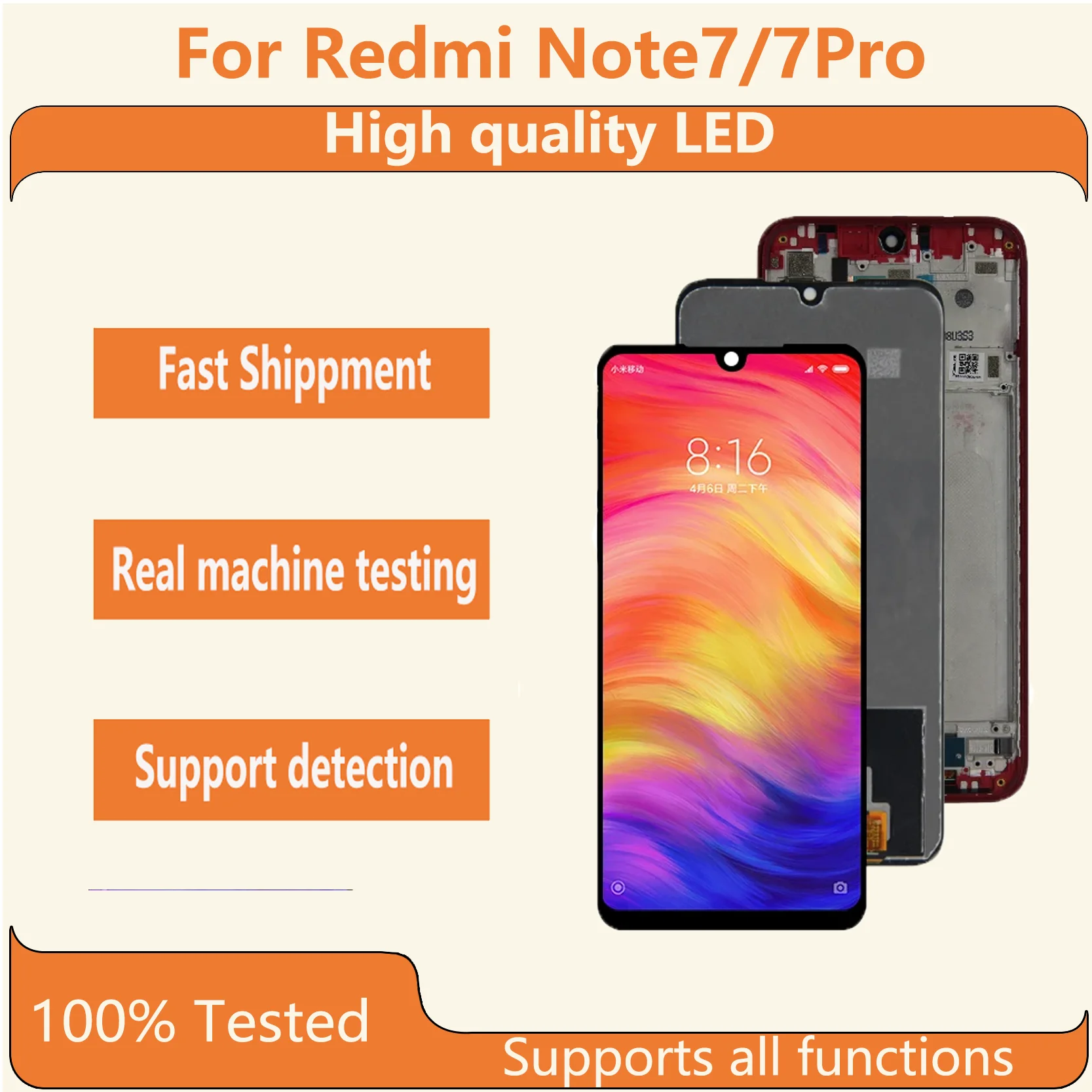

Original Redmi Note7/7Pro AMOLED LCD Screen And Frame Display Special Digitizer Assembly Screen Replacement Parts