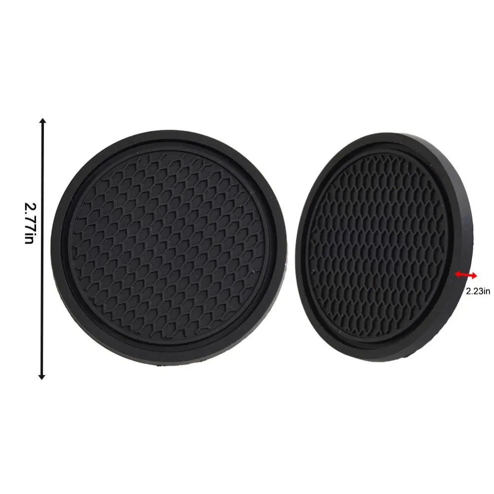 2pcs Black Universal Car Cup Holder Anti‑Slip Mats Shock‑proof Insert Coaster Automotive Interior Accessories