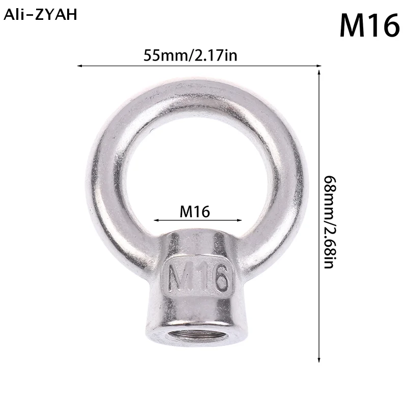(YY)1Pc 2025 New Stainless Steel 304 Eye Nuts M6 M8 M10 M12 M16 Lifting Rings Marine-Grade Hardware Rigging Hoisting Industrial