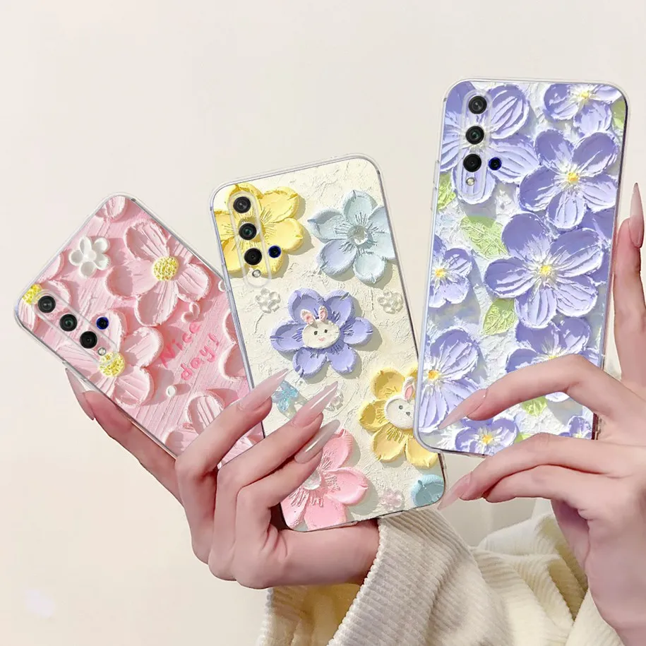 For Honor 20 Nova 5T Case YAL-L61 YAL-L71 YAL-L21 Shockproof Cover New Fashion Flower Butterfly Soft Silicone Funda Nova5T Pouch