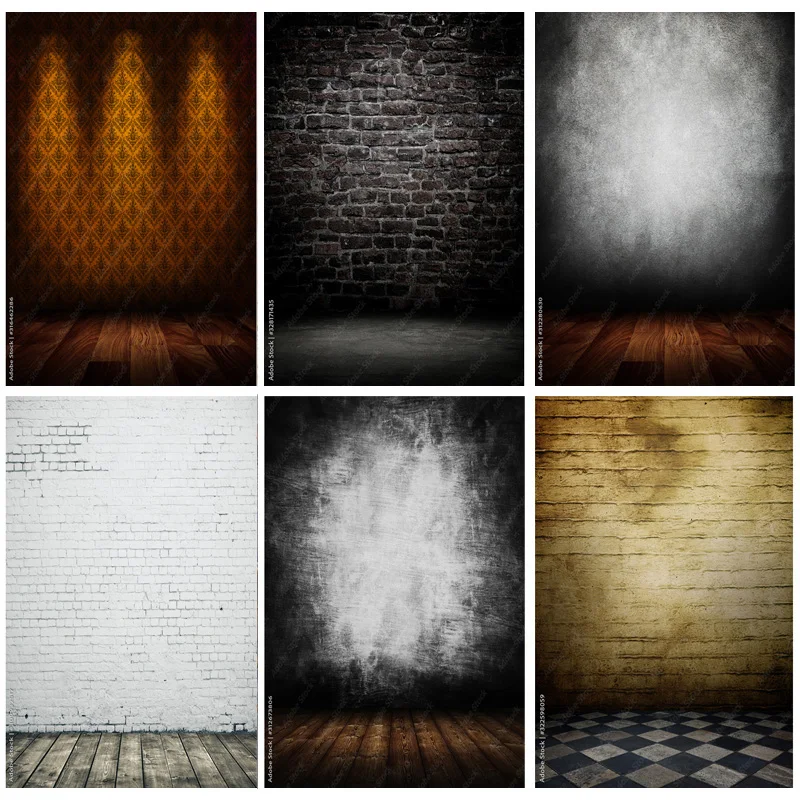 

Vinyl Custom Vintage Brick Wall Wooden Floor Photography Backdrops Photo Background Studio Prop HK-07