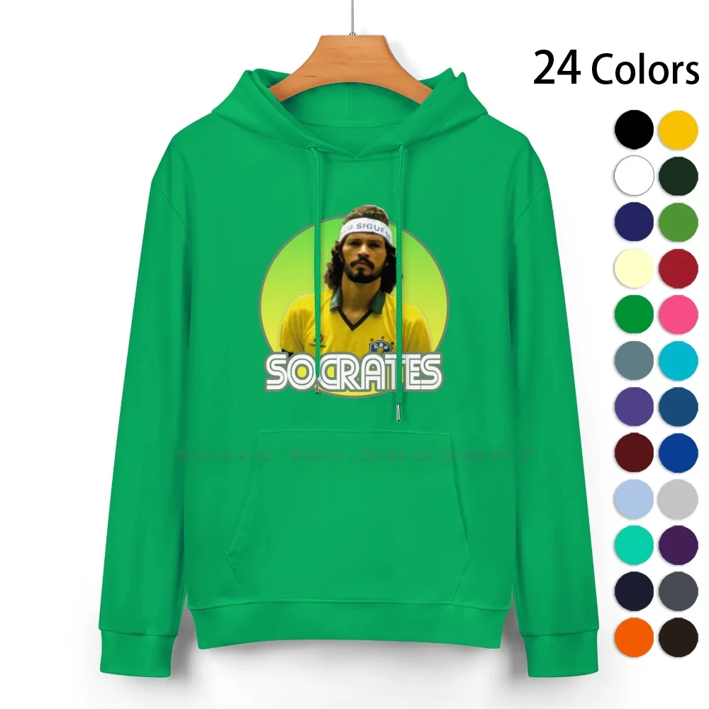 

Socrates-Brazil Pure Cotton Hoodie Sweater 24 Colors Brazil Legends Socrates Football Soccer 100% Cotton Hooded Sweatshirt For