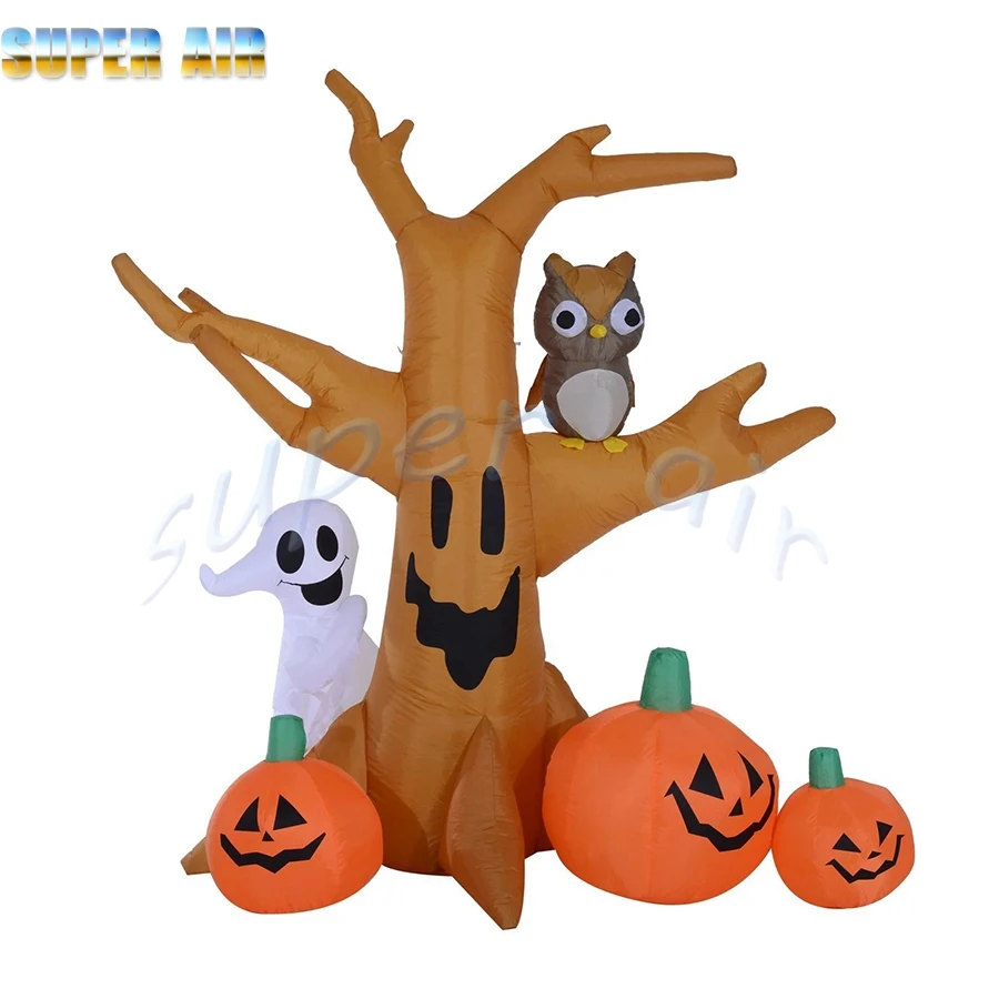 Special design Halloween decoration fearful inflatable dead tree with pumpkin and ghost