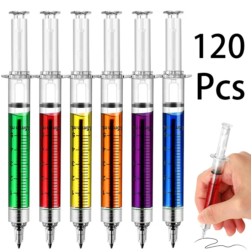 120 Pieces Injection Shape Ballpen Nurse Needle Ball Point Pen Office School Stationery Pen Syringe Needle Ballpoint Pen