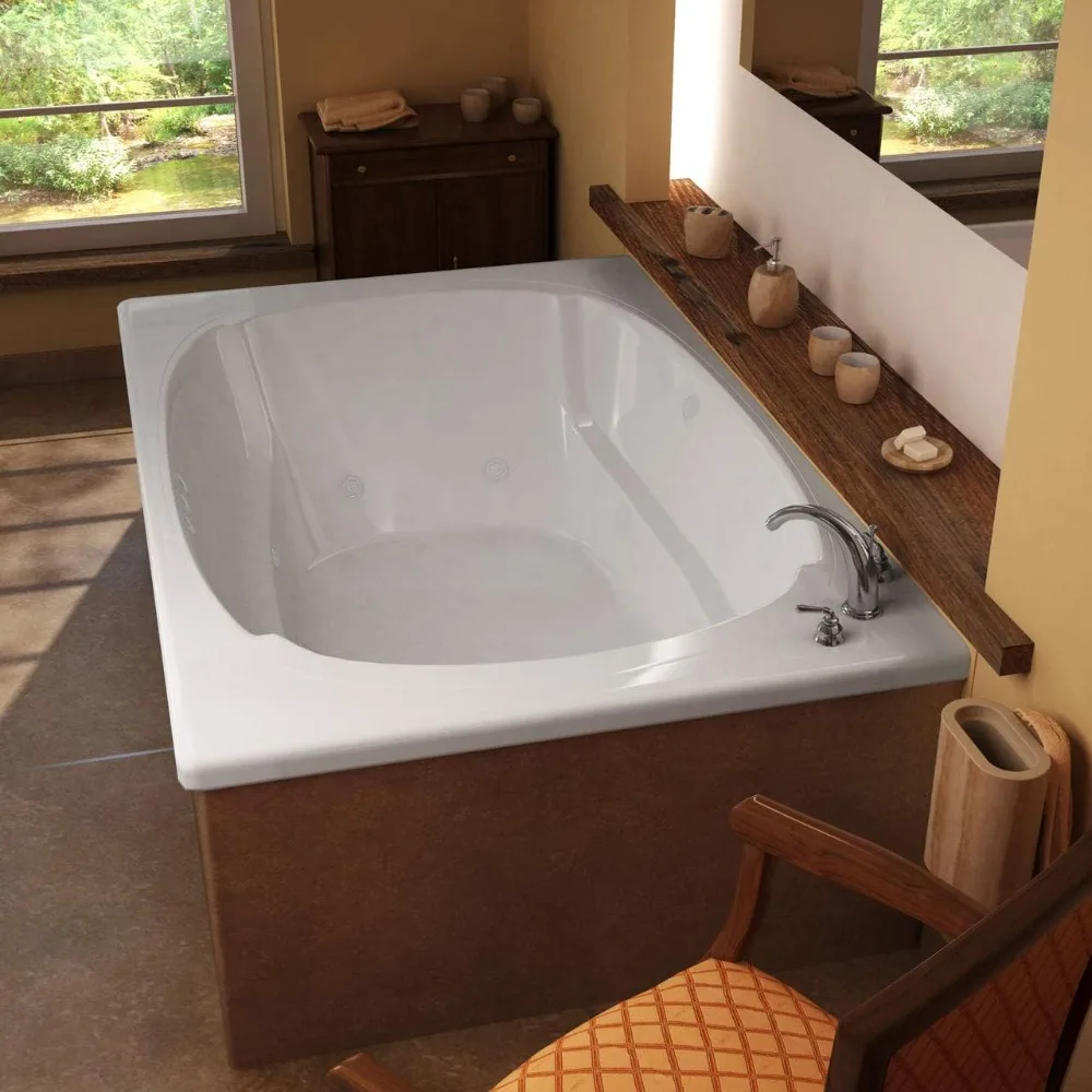 Bathtubs & Whirlpools 48 X 78 Corner Whirlpool Massage Bathtub for Easy Cleaning and Disinfection, High Gloss White Finish