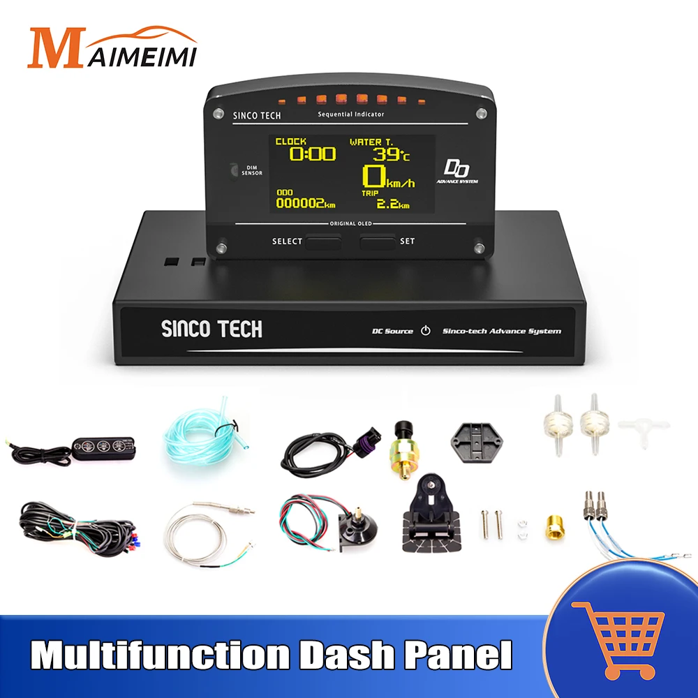 

10 in 1 Multi-Function Race Dash Panels OLED Digital Display With Full Sensor Kit Speed RPM Turbo Gauge Dashboard for 12V Car