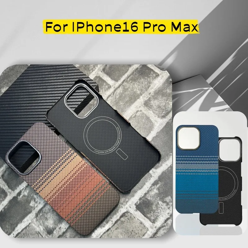 

Aramid Carbon Fiber Magnetic Case for iPhone 16 Pro Max Case Protective Cover for Apple 16Pro Ultra-Thin Mobile Phone Hard Shell
