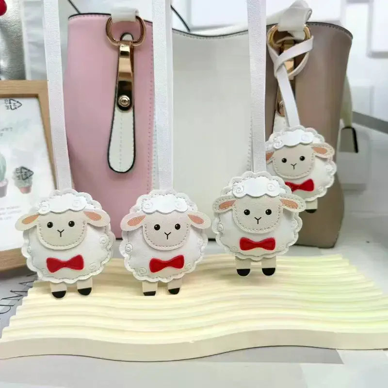 Women's Goat White Sheep Bag Pendant Keychain Jewelry Animal Key Ring Holder Bag Charms Car Pendants Gift